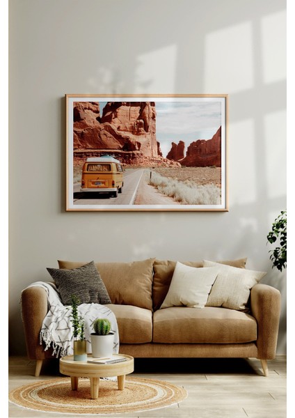 Ahşap Çerçeveli Tablo Dekorasyon Ev Dekoru Tekli Çerçeve Çerçeveli Poster Baskı Araba Tatil Car ÖZC-456-AHŞAP