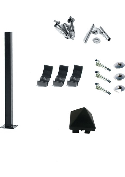 Panel Çit Direği Aksesuarlı Antrasit 50 cm