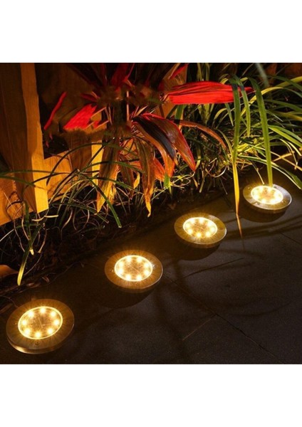 Solar Güneş Enerjili 8 Ledli Kazıklı Çim Zemin Bahçe Aydınlatma 3 W Gün Işığı Sarı LED ( 4 Lü Set ) modelleri