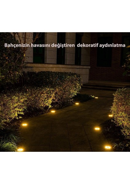 Solar Güneş Enerjili 8 Ledli Kazıklı Çim Zemin Bahçe Aydınlatma 3 W Gün Işığı Sarı LED ( 4 Lü Set ) fırsatları