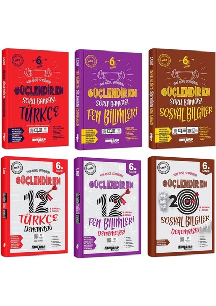 6.Sınıf Türkçe + Fen + Sosyal Güçlendiren Soru + Deneme Seti 6 Kitap 2023