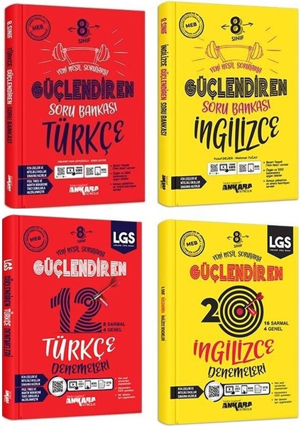 8.Sınıf Türkçe + Ingilizce Güçlendiren Soru + Deneme Seti 4 Kitap 2023