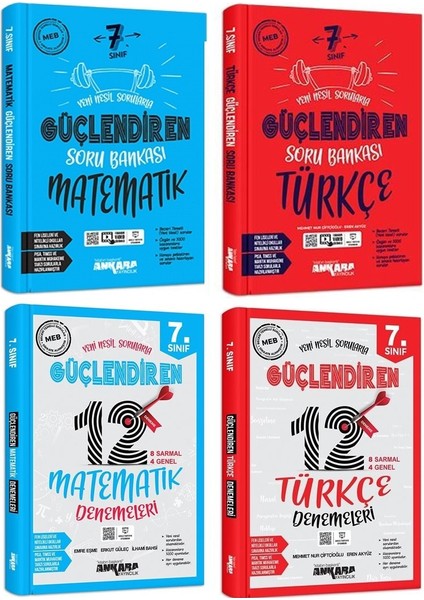7.Sınıf Matematik + Türkçe Güçlendiren Soru + Deneme Seti 4 Kitap 2023