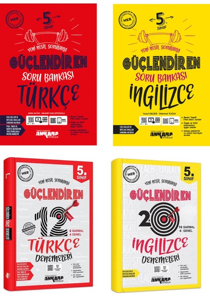 5.Sınıf Türkçe + Ingilizce Güçlendiren Soru + Deneme Seti 4 Kitap 2023