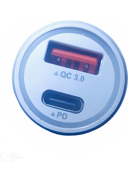 38W/6A Araç Çakmaklık Hızlı Şarj Aleti Type-C ve USB Girişli Type-C To Type-C Kablo