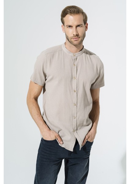 Organik Hakim Yaka Tam Pat Kısakol Taş Gömlek S27048 fırsatları