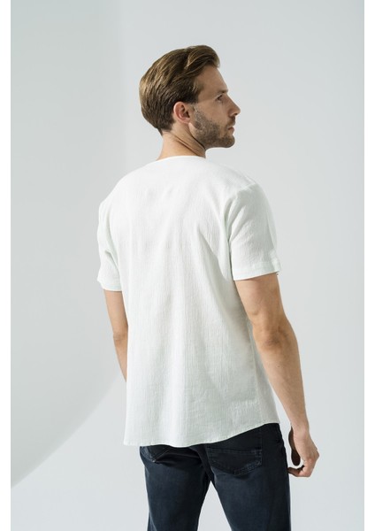 Organik 3 Düğme Kısakol Yeşil Gömlek S27055 fiyatları