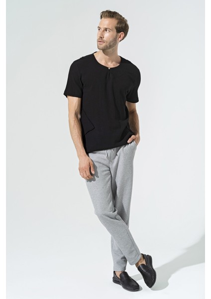 Organik Tek Düğme Kısakol Siyah Gömlek S27061 fiyatları