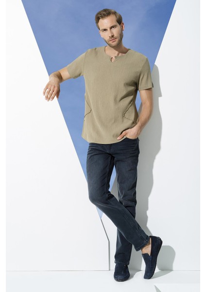 Organik Tek Düğme Kısakol Haki Gömlek S27062 modelleri