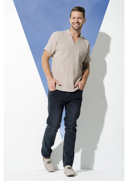 Organik Yıldız Yaka Taş Gömlek S27066