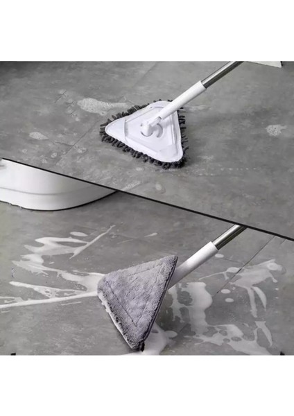 5 Bezli Üçgen Mop Cam Parke Fayans Temizleme , Mikrofiber Teleskopik Sap