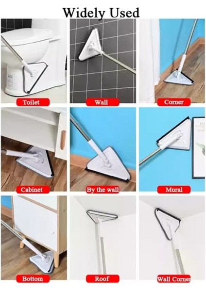 5 Bezli Üçgen Mop Cam Parke Fayans Temizleme , Mikrofiber Teleskopik Sap