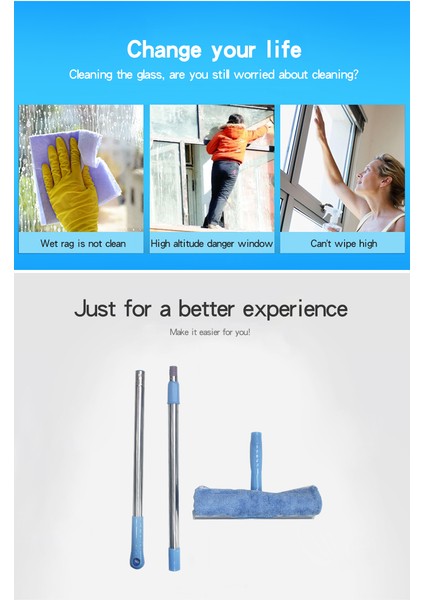 Teleskopik Yüksek Doğruluk Temizlik Pencere Sileceği Çift Taraflı Cam T fiyatları