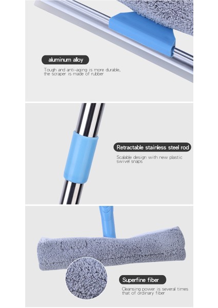 Teleskopik Yüksek Doğruluk Temizlik Pencere Sileceği Çift Taraflı Cam T modelleri