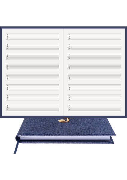 Gitar Nota Defteri Tab Anahtarlı 11 Çıtalı % 100 El Yapımı, El Dikişi, Kuşe Ciltli A/5