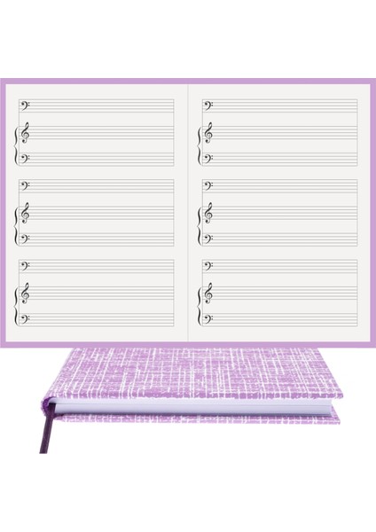 Piyano Nota Defteri Eşlikçi Solo Bass Clef El Yapımı, El Dikişi, Kuşe Ciltli A/5