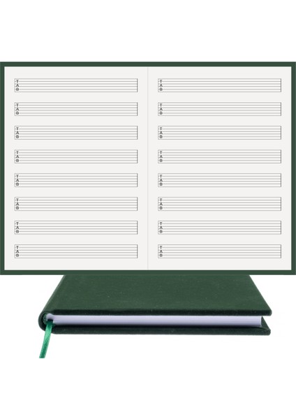 Gitar Nota Defteri Tab Anahtarlı Çift Kesik Çizgi El Yapımı, El Dikişi, Kumaş Ciltleme A/5