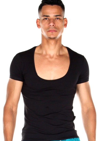 Bisiklet Yaka Siyah Erkek T-Shirt DZN8701