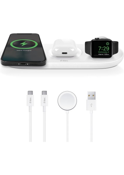 Aircharger Trio 3’ü 1 Arada iPhone + Apple Watch + Airpods Kablosuz Hızlı Şarj Aleti