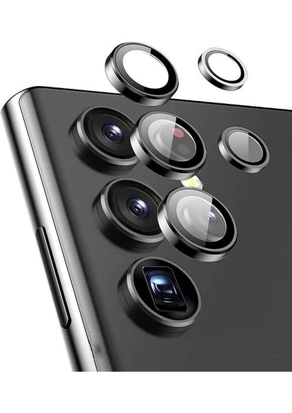 Samsung Galaxy S22 Ultra Mercek Lens Kamera Koruyucu Siyah modelleri