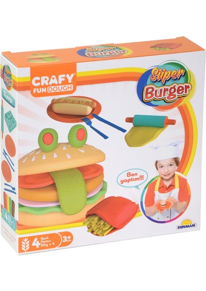 1002015 Crafy Süper Burger Oyun Hamuru Seti 200 Gr. 12 Parça