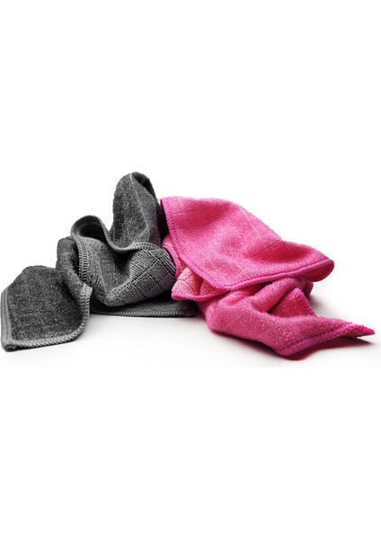 Hobee 2'li Kareli Simli Ovma Bezi 40X40 cm Pembe/gri
