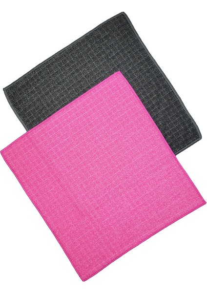 Hobee 2'li Kareli Simli Ovma Bezi 40X40 cm Pembe/gri