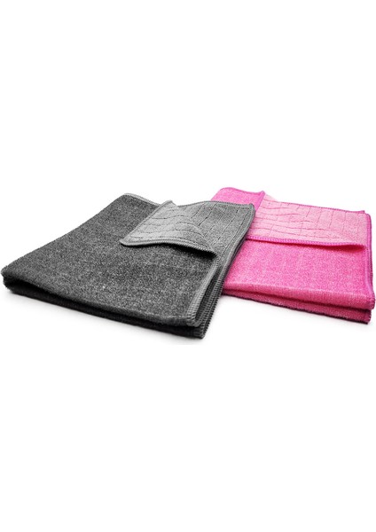 Hobee 2'li Kareli Simli Ovma Bezi 40X40 cm Pembe/gri