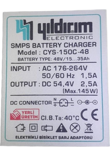 Cys 150C- 48 150W Tam Otomatik Akü Şarj Adaptörü