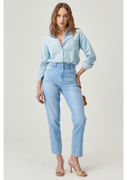 Kadın Mom Fit Denim Yüksek Bel Jean Kot Pantolon fırsatları