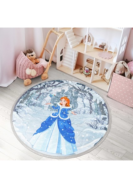 Cinderella Prenses Çocuk & Genç Odası Makinede Yıkanabilir Kaymaz Tabanlı Püsküllü Yuvarlak Çocuk Halısı fiyatları