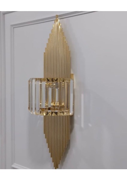 Gold Rengi Kristal Aplik Duvar Lambası Salon Koridor Otel Restoran Dekoratif Aplik