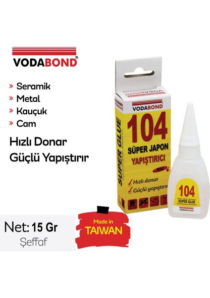 Şeffaf 104 Süper Hızlı Japon Yapıştırıcı 15 Gr