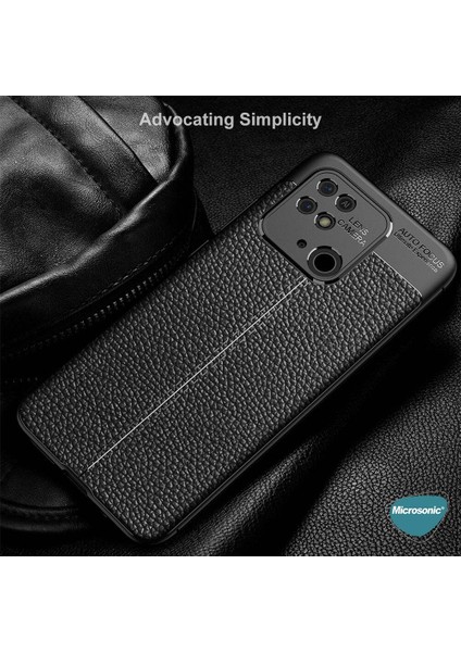 Xiaomi Poco C40 Kılıf Deri Dokulu Silikon Lacivert