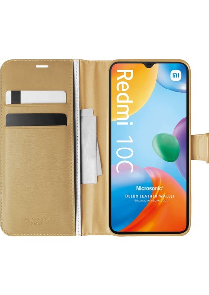 Xiaomi Poco C40 Kılıf Delux Leather Wallet Gold