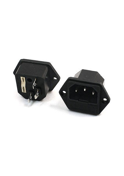 Sigortalı C14 Erkek Şase Tipi Power Soket - Vidalı