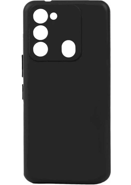 Case 4U Tecno Spark 8C Kılıf Kamera Korumalı Mat Renkli Yumuşak Kalın Sağlam Silikon Kılıf Biye Siyah