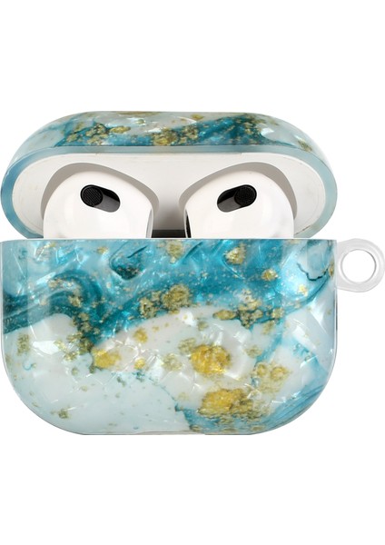 Airpods Için 3 Boyalı Kabuk Doku Kravisli Kablosuz Kulaklık Kılıfı (Mavi Altın Mermer) (Yurt Dışından) fiyatları