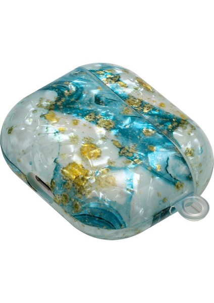 Airpods Için 3 Boyalı Kabuk Doku Kravisli Kablosuz Kulaklık Kılıfı (Mavi Altın Mermer) (Yurt Dışından) fırsatları