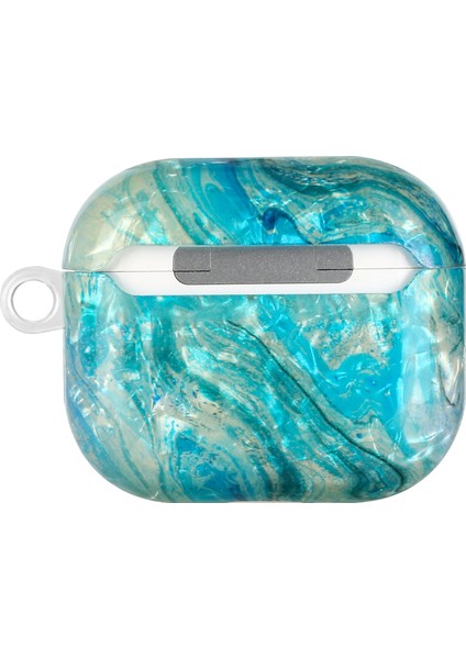 Airpods Için 3 Boyalı Kabuk Doku Kravisli Kablosuz Kulaklık Kılıfı (Mavi Altın Mermer) (Yurt Dışından) modelleri