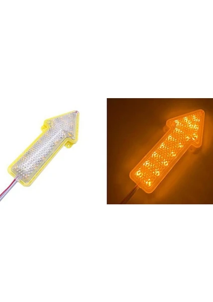 Ok Şeklinde LED Flaşör (Çakar) Devreli 2 Adet Set – 12V – 2x 18 LED