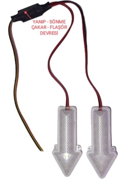 Ok Şeklinde LED Flaşör (Çakar) Devreli 2 Adet Set – 12V – 2x 18 LED