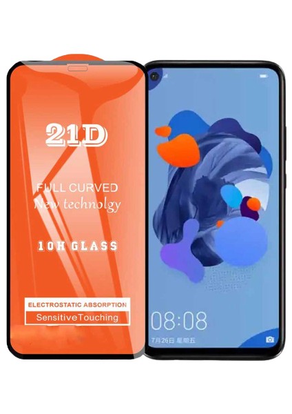 Huawei Mate 30 Lite Ekran Koruyucu 21D Tam Kaplayan Kavisli