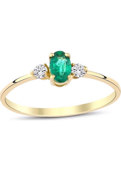 0.08 Karat Pırlantalı Zümrüt Hafif Yüzük PY1693-11