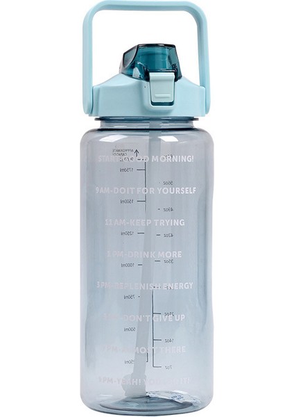 2000ML Zaman Işaretli Su Şişesi - Siyah (Yurt Dışından)