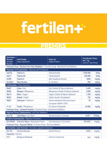 Fertilent 10 Kg - Üreme Problemlerinde; Yoğun Destek - Yüksek Gebelik Performansı, İnek, Koyun, Keçi, Premiks, Yem Katkı, modelleri