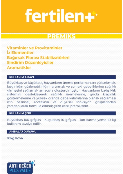 Fertilent 10 Kg - Üreme Problemlerinde; Yoğun Destek - Yüksek Gebelik Performansı, İnek, Koyun, Keçi, Premiks, Yem Katkı, fırsatları