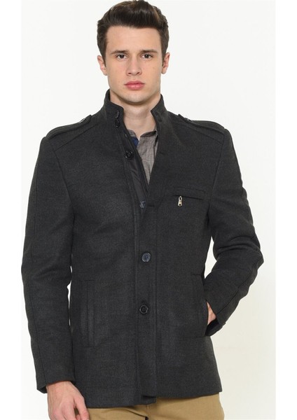 PLT8378 Dewberry Erkek Palto-Antrasit