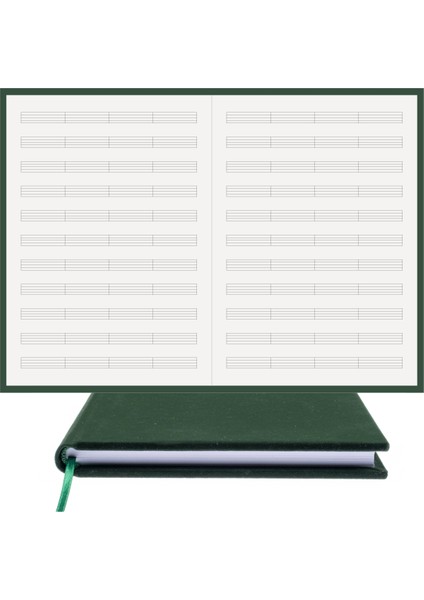 Bi Defter Müzik Nota Defteri (Anahtarsız 4 Kesik Çizgili) El Dikişi, Kumaş Ciltleme (A/4)
