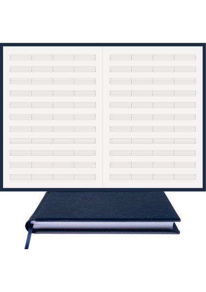 Bi Defter Müzik Nota Defteri (Anahtarsız 4 Kesik Çizgili) El Dikişi, Termo Deri (A/4)